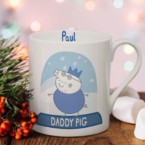 Personalised Peppa Pig Daddy Pig Snowglobe Large Balmoral Mug Extra Image 1